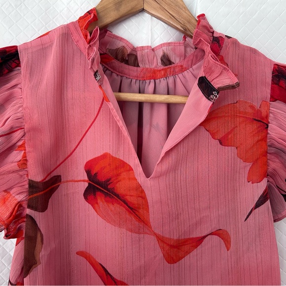 Express Pink and Brown Floral blouse - Picture 6 of 9